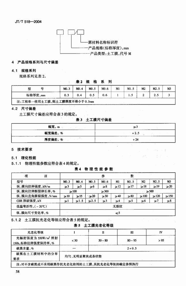 JT/T 518-2004 公路工程土工合成材料土工膜建筑標(biāo)準(zhǔn) 第5張